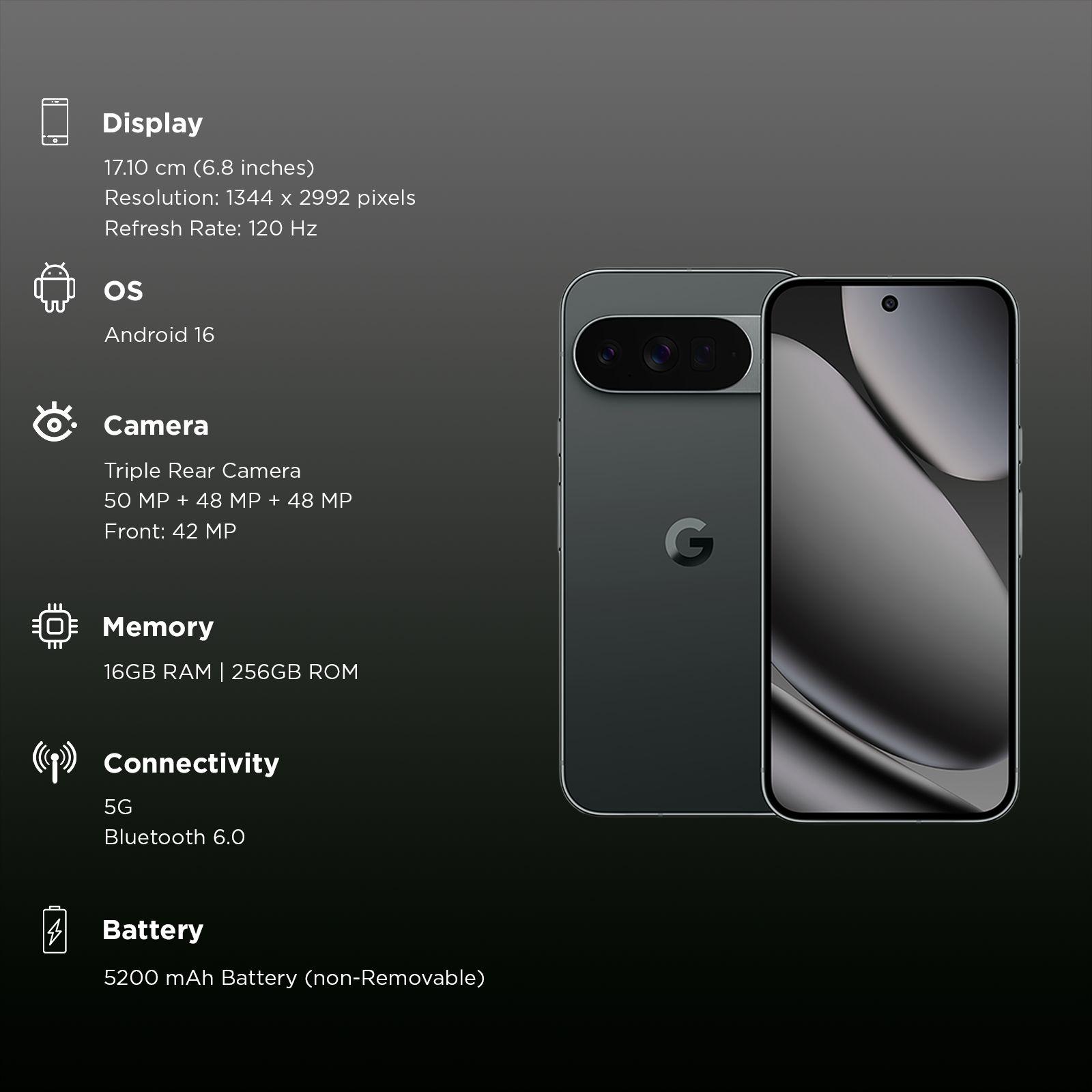 Buy Google Pixel 10 Pro XL 5G (16GB RAM, 256GB, Obsidian) Online